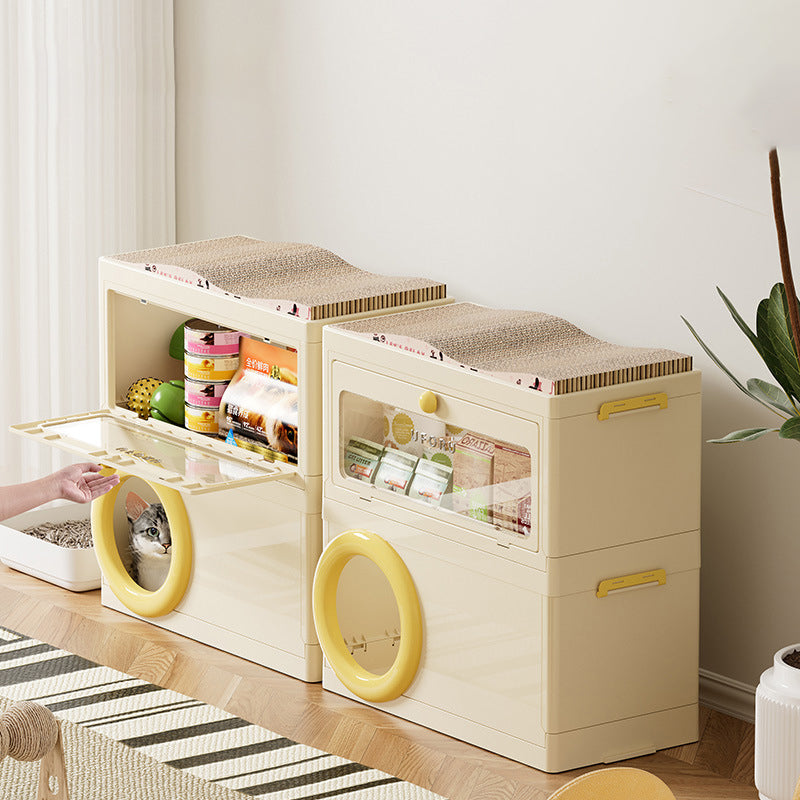 Modern Minimalist Rectangular PP Plastic ABS PET Stackable Floor-standing Storage Cat Bed 1/2-Layer For Living Room