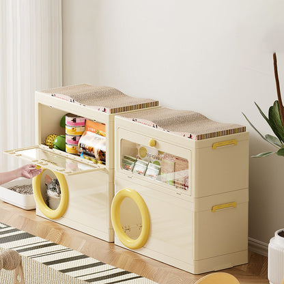 Modern Minimalist Rectangular PP Plastic ABS PET Stackable Floor-standing Storage Cat Bed 1/2-Layer For Living Room