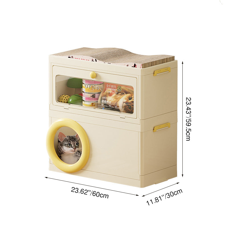 Modern Minimalist Rectangular PP Plastic ABS PET Stackable Floor-standing Storage Cat Bed 1/2-Layer For Living Room