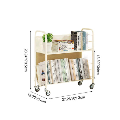 Contemporary Industrial Rectangular Carbon Steel Movable Space-Saving Bookshelf 2/3/4/5-Tier For Study