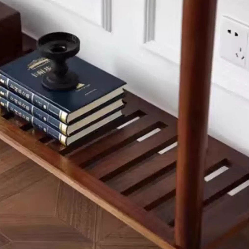 Modern Mid-Century Wavy-Edge Rectangular Solid Wood Console Table 2/3-Drawer For Entryway & Hallway