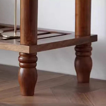 Modern Mid-Century Wavy-Edge Rectangular Solid Wood Console Table 2/3-Drawer For Entryway & Hallway