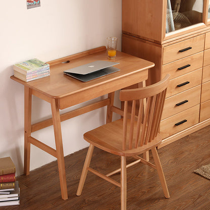 Modern Minimalist Rectangular Beech Solid Wood Plywood Rubberwood Desk 1/2-Drawer For Home Office
