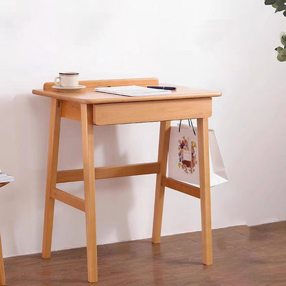 Modern Minimalist Rectangular Beech Solid Wood Plywood Rubberwood Desk 1/2-Drawer For Home Office