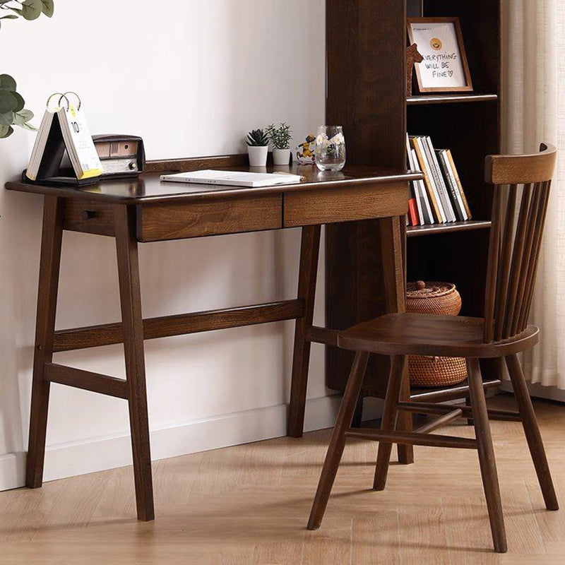 Modern Minimalist Rectangular Beech Solid Wood Plywood Rubberwood Desk 1/2-Drawer For Home Office