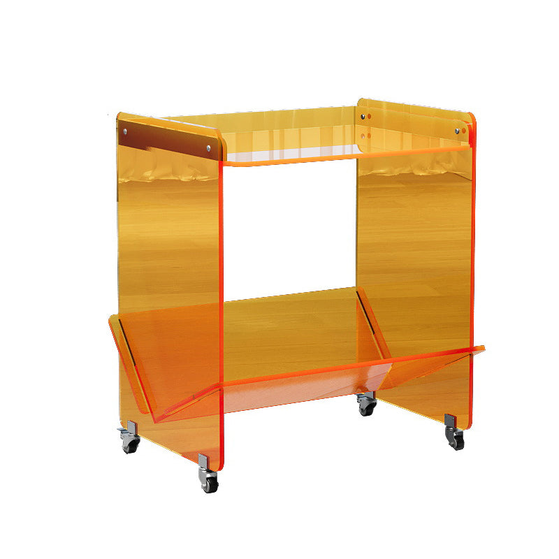 Contemporary Industrial Rectangular Acrylic Movable End Table 2-Tier For Living Room
