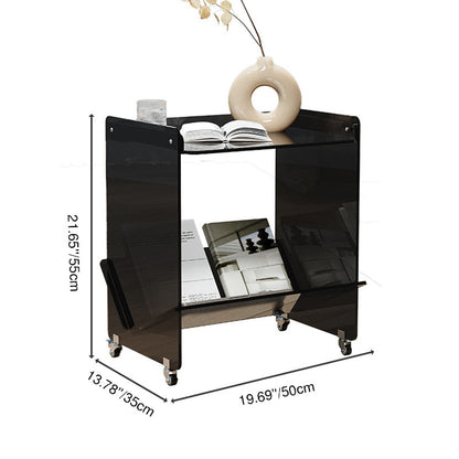 Contemporary Industrial Rectangular Acrylic Movable End Table 2-Tier For Living Room