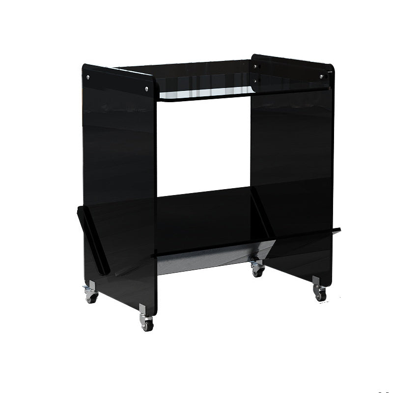 Contemporary Industrial Rectangular Acrylic Movable End Table 2-Tier For Living Room