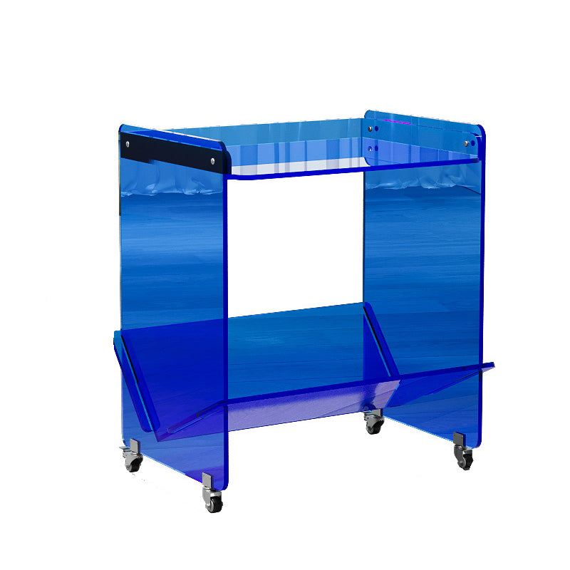 Contemporary Industrial Rectangular Acrylic Movable End Table 2-Tier For Living Room
