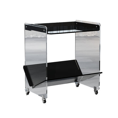 Contemporary Industrial Rectangular Acrylic Movable End Table 2-Tier For Living Room