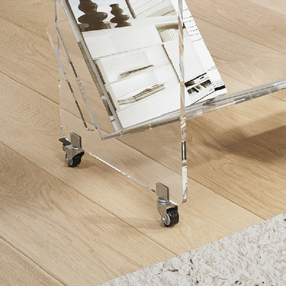 Contemporary Industrial Rectangular Acrylic Movable End Table 2-Tier For Living Room