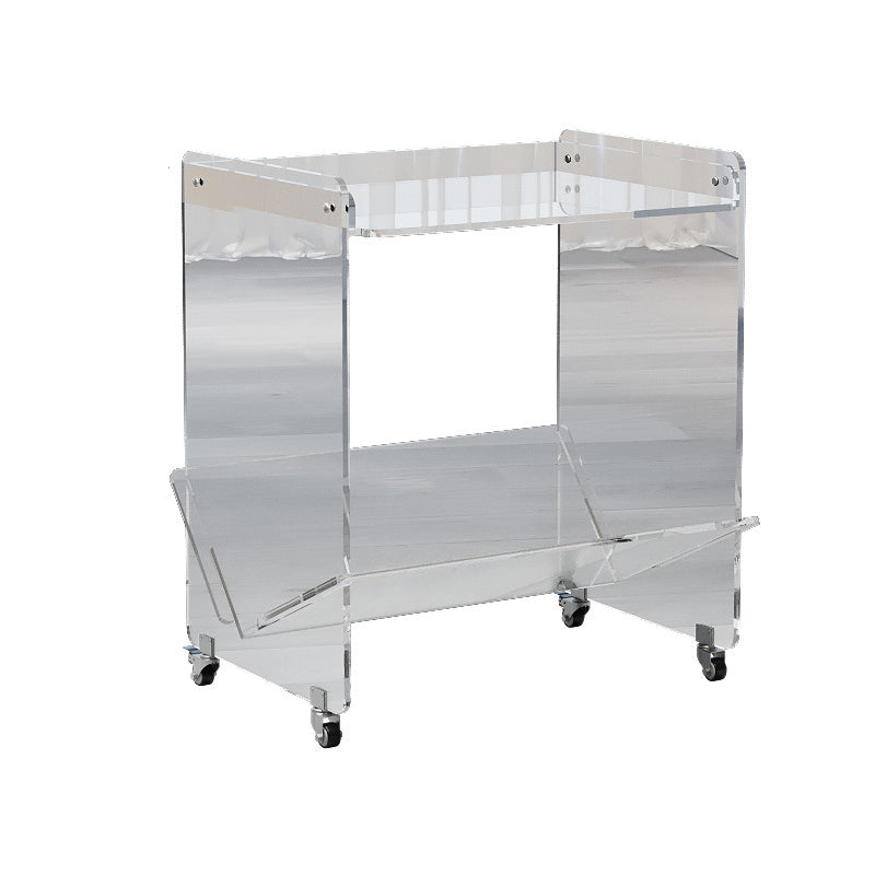 Contemporary Industrial Rectangular Acrylic Movable End Table 2-Tier For Living Room