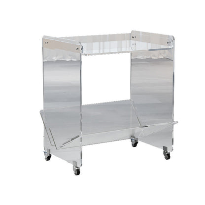 Contemporary Industrial Rectangular Acrylic Movable End Table 2-Tier For Living Room
