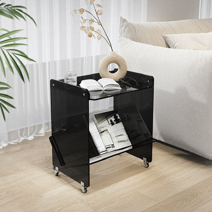 Contemporary Industrial Rectangular Acrylic Movable End Table 2-Tier For Living Room