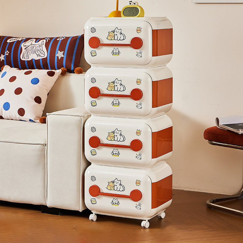 Contemporary Creative Oval PP Plastic Movable Detachable Storage Cabinet 2/3/4-Tier Organizer For Living Room