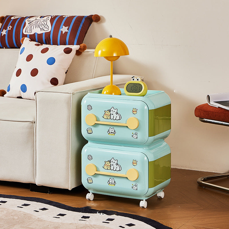 Contemporary Creative Oval PP Plastic Movable Detachable Storage Cabinet 2/3/4-Tier Organizer For Living Room