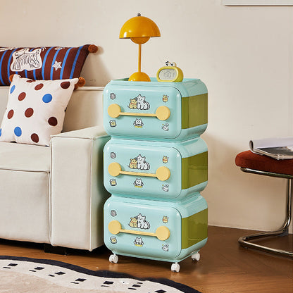 Contemporary Creative Oval PP Plastic Movable Detachable Storage Cabinet 2/3/4-Tier Organizer For Living Room