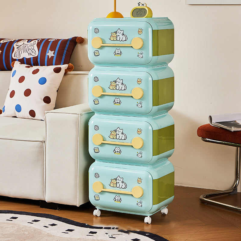 Contemporary Creative Oval PP Plastic Movable Detachable Storage Cabinet 2/3/4-Tier Organizer For Living Room