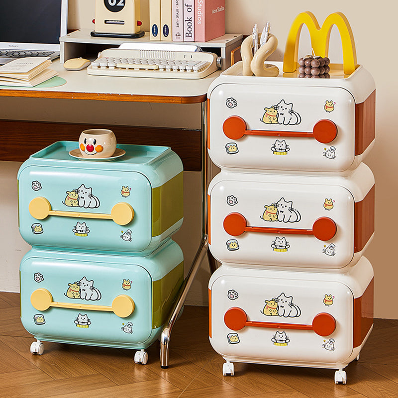 Contemporary Creative Oval PP Plastic Movable Detachable Storage Cabinet 2/3/4-Tier Organizer For Living Room