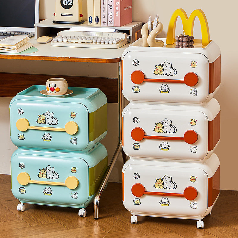 Contemporary Creative Oval PP Plastic Movable Detachable Storage Cabinet 2/3/4-Tier Organizer For Living Room