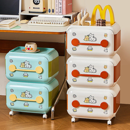 Contemporary Creative Oval PP Plastic Movable Detachable Storage Cabinet 2/3/4-Tier Organizer For Living Room