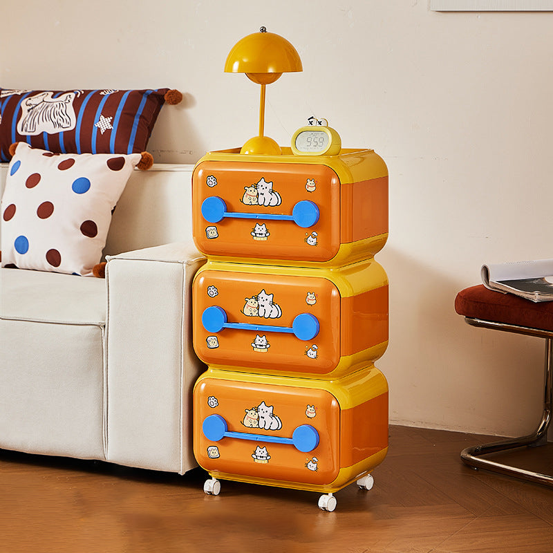 Contemporary Creative Oval PP Plastic Movable Detachable Storage Cabinet 2/3/4-Tier Organizer For Living Room