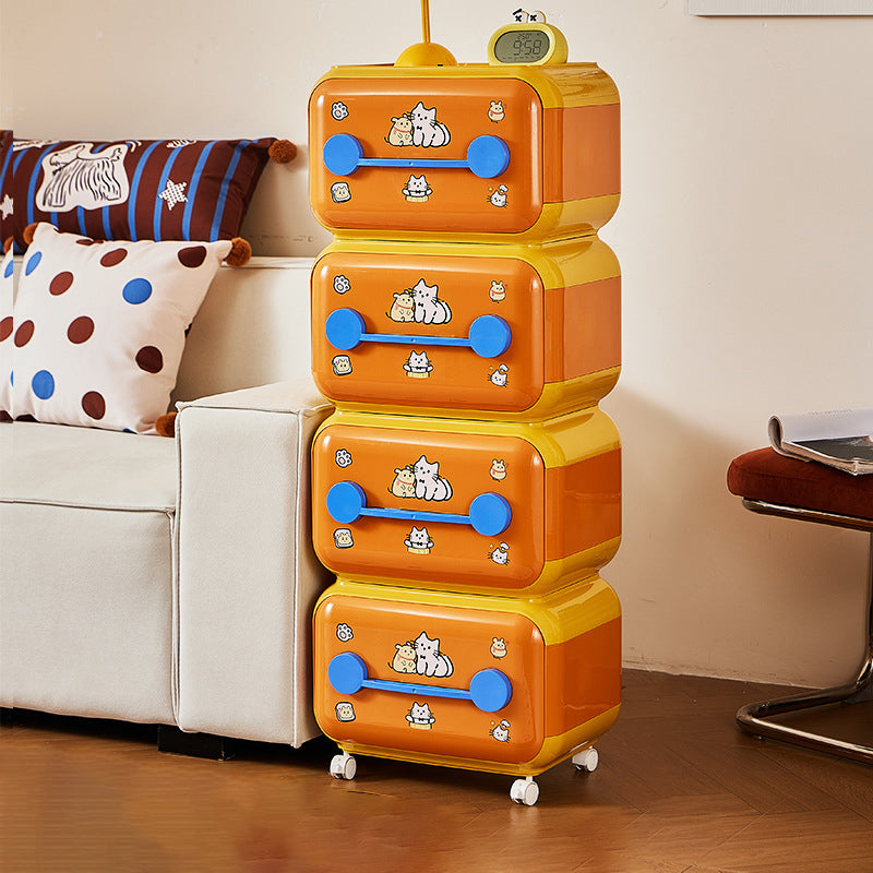 Contemporary Creative Oval PP Plastic Movable Detachable Storage Cabinet 2/3/4-Tier Organizer For Living Room