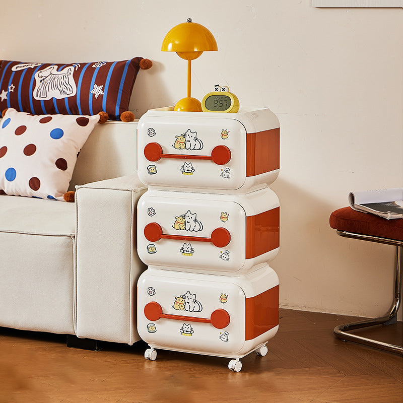 Contemporary Creative Oval PP Plastic Movable Detachable Storage Cabinet 2/3/4-Tier Organizer For Living Room