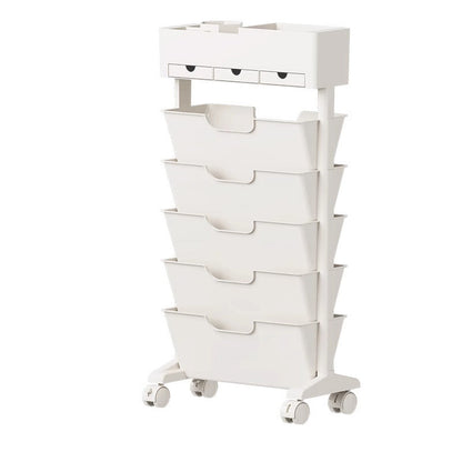 Modern Simplicity Trapezoid PP Plastic Movable Large Capacity Bookshelf 6-Storage Bin For Home Office