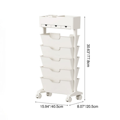Modern Simplicity Trapezoid PP Plastic Movable Large Capacity Bookshelf 6-Storage Bin For Home Office