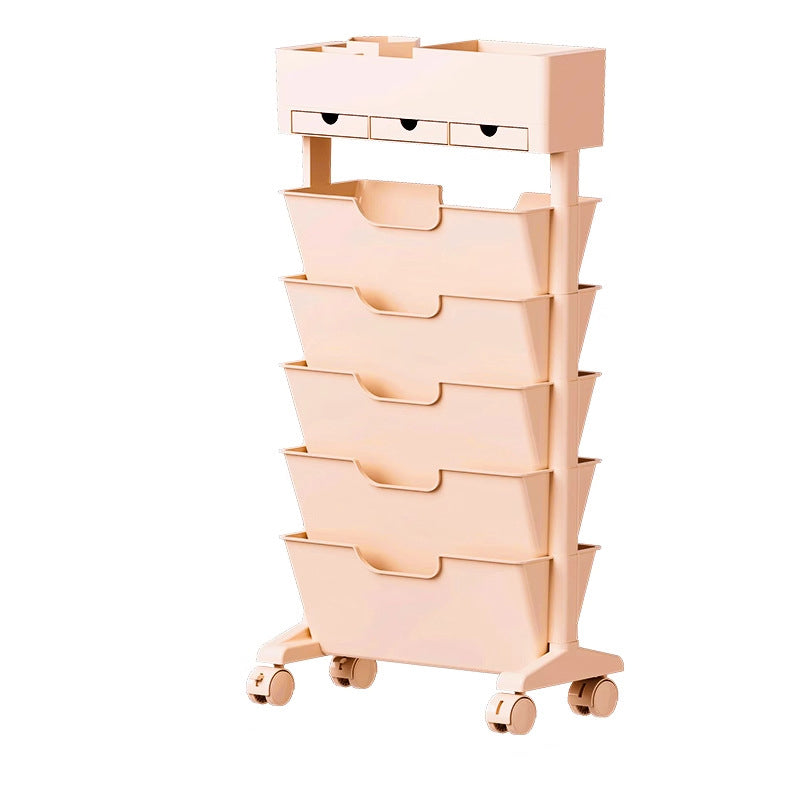 Modern Simplicity Trapezoid PP Plastic Movable Large Capacity Bookshelf 6-Storage Bin For Home Office