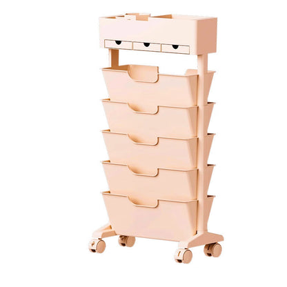 Modern Simplicity Trapezoid PP Plastic Movable Large Capacity Bookshelf 6-Storage Bin For Home Office