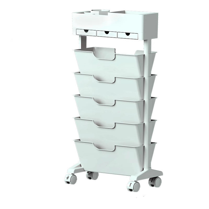 Modern Simplicity Trapezoid PP Plastic Movable Large Capacity Bookshelf 6-Storage Bin For Home Office
