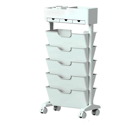 Modern Simplicity Trapezoid PP Plastic Movable Large Capacity Bookshelf 6-Storage Bin For Home Office