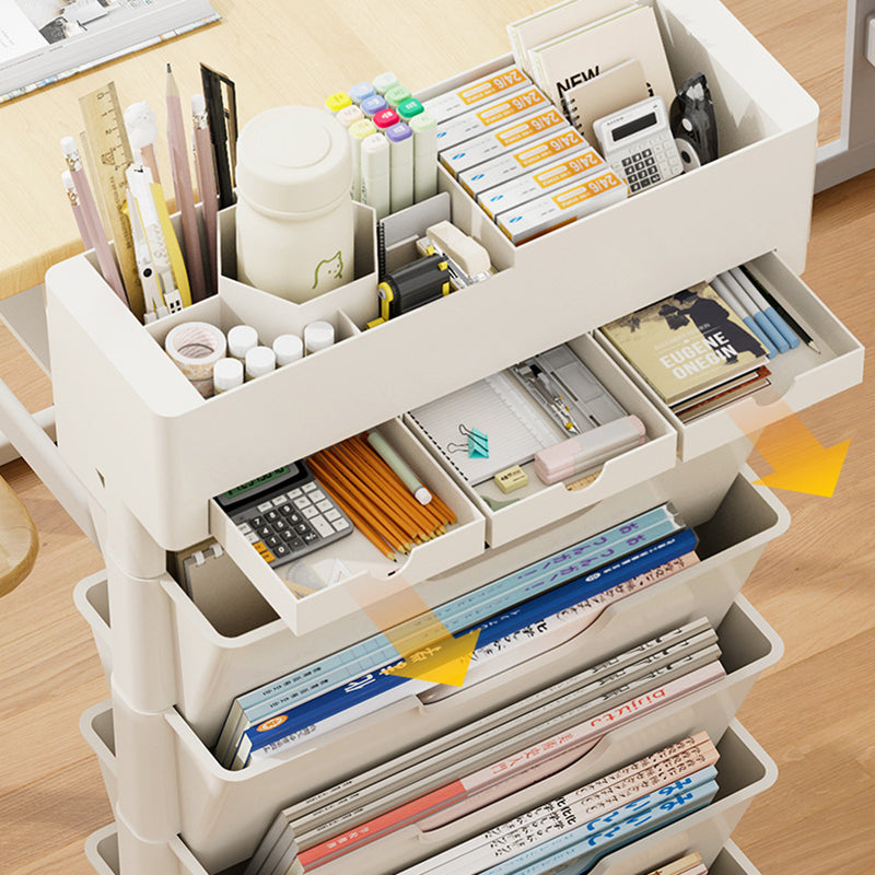 Modern Simplicity Trapezoid PP Plastic Movable Large Capacity Bookshelf 6-Storage Bin For Home Office