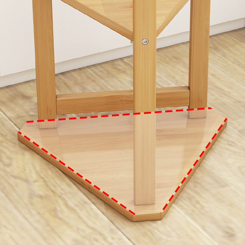 Traditional Japanese Tri-Branch Solid Bamboo Floor-Standing Hall Tree 2-Tier For Entryway & Hallway