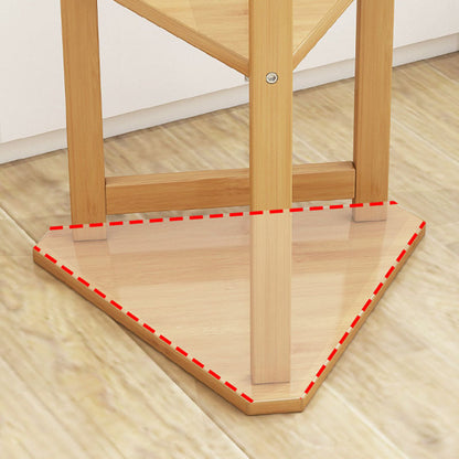 Traditional Japanese Tri-Branch Solid Bamboo Floor-Standing Hall Tree 2-Tier For Entryway & Hallway