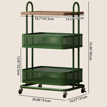 Contemporary Industrial Rectangular Iron PVC Panel Movable Storage Shelf 3-Tier For Living Room & Bedroom