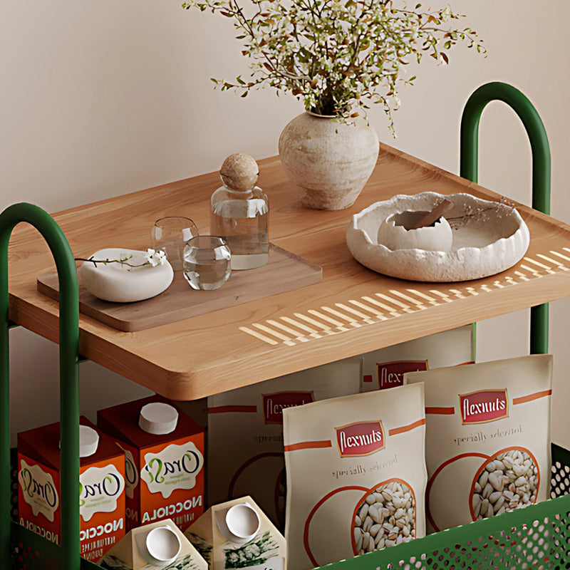 Contemporary Industrial Rectangular Iron PVC Panel Movable Storage Shelf 3-Tier For Living Room & Bedroom