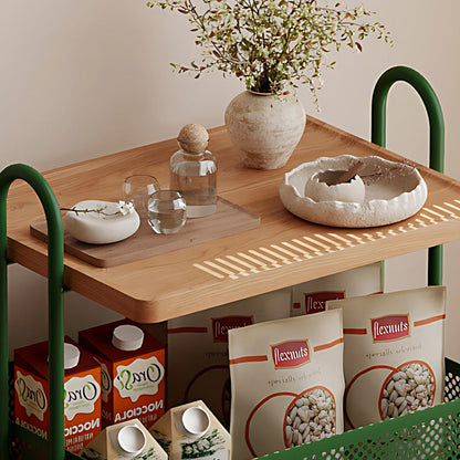 Contemporary Industrial Rectangular Iron PVC Panel Movable Storage Shelf 3-Tier For Living Room & Bedroom