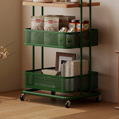 Contemporary Industrial Rectangular Iron PVC Panel Movable Storage Shelf 3-Tier For Living Room & Bedroom