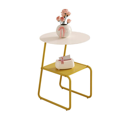 Contemporary Creative Iron Geometric Dopamine Space-Saving End Table 2-Tier For Living Room