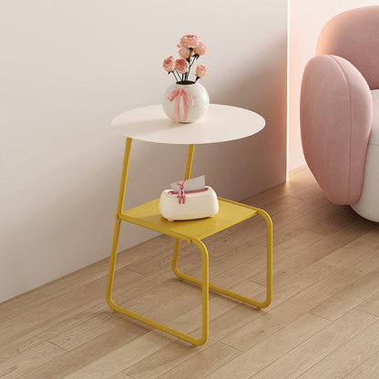 Contemporary Creative Iron Geometric Dopamine Space-Saving End Table 2-Tier For Living Room