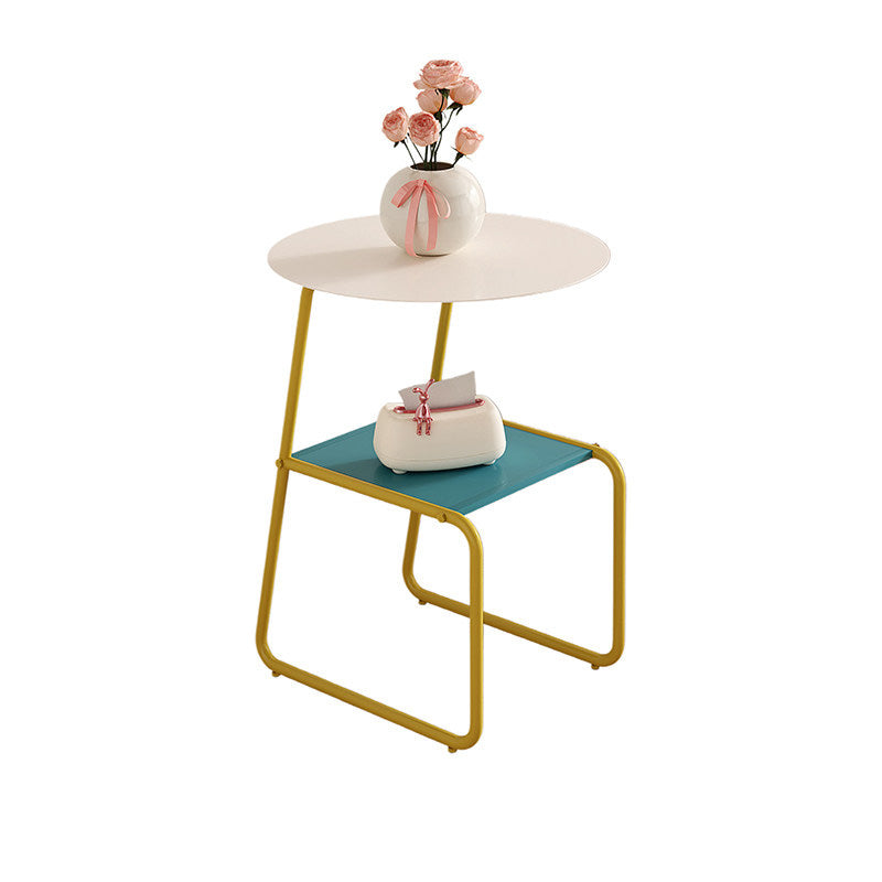 Contemporary Creative Iron Geometric Dopamine Space-Saving End Table 2-Tier For Living Room