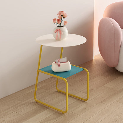 Contemporary Creative Iron Geometric Dopamine Space-Saving End Table 2-Tier For Living Room