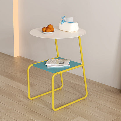 Contemporary Creative Iron Geometric Dopamine Space-Saving End Table 2-Tier For Living Room