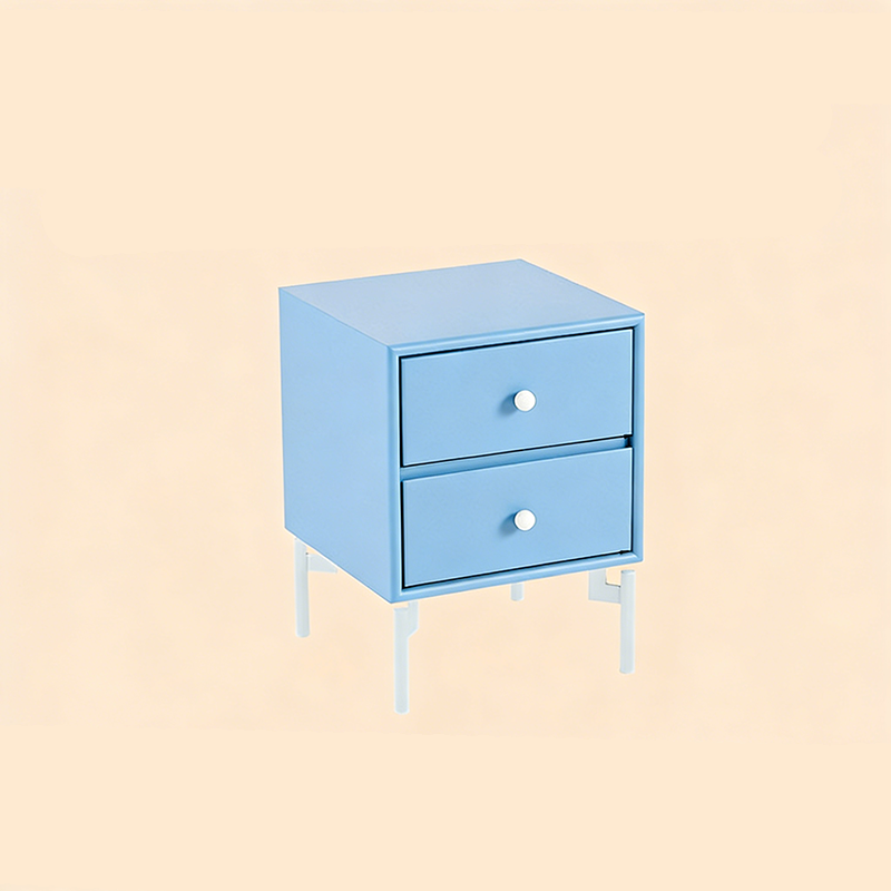 Contemporary Nordic Rectangular MDF Carbon Steel Nightstand With 1/2-Drawer For Bedroom