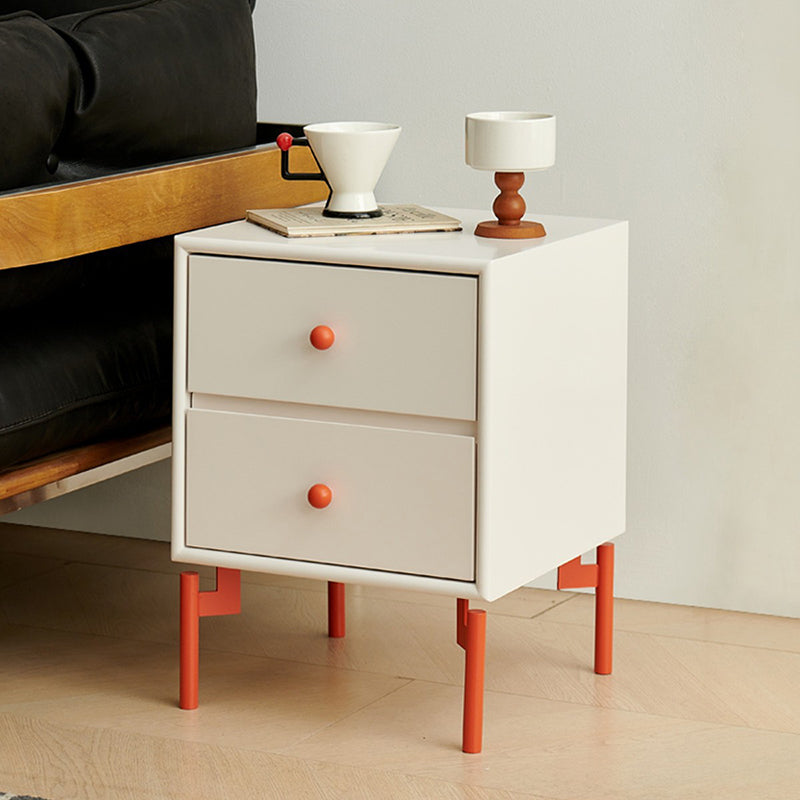 Contemporary Nordic Rectangular MDF Carbon Steel Nightstand With 1/2-Drawer For Bedroom