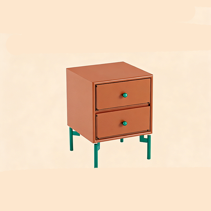 Contemporary Nordic Rectangular MDF Carbon Steel Nightstand With 1/2-Drawer For Bedroom