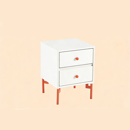 Contemporary Nordic Rectangular MDF Carbon Steel Nightstand With 1/2-Drawer For Bedroom